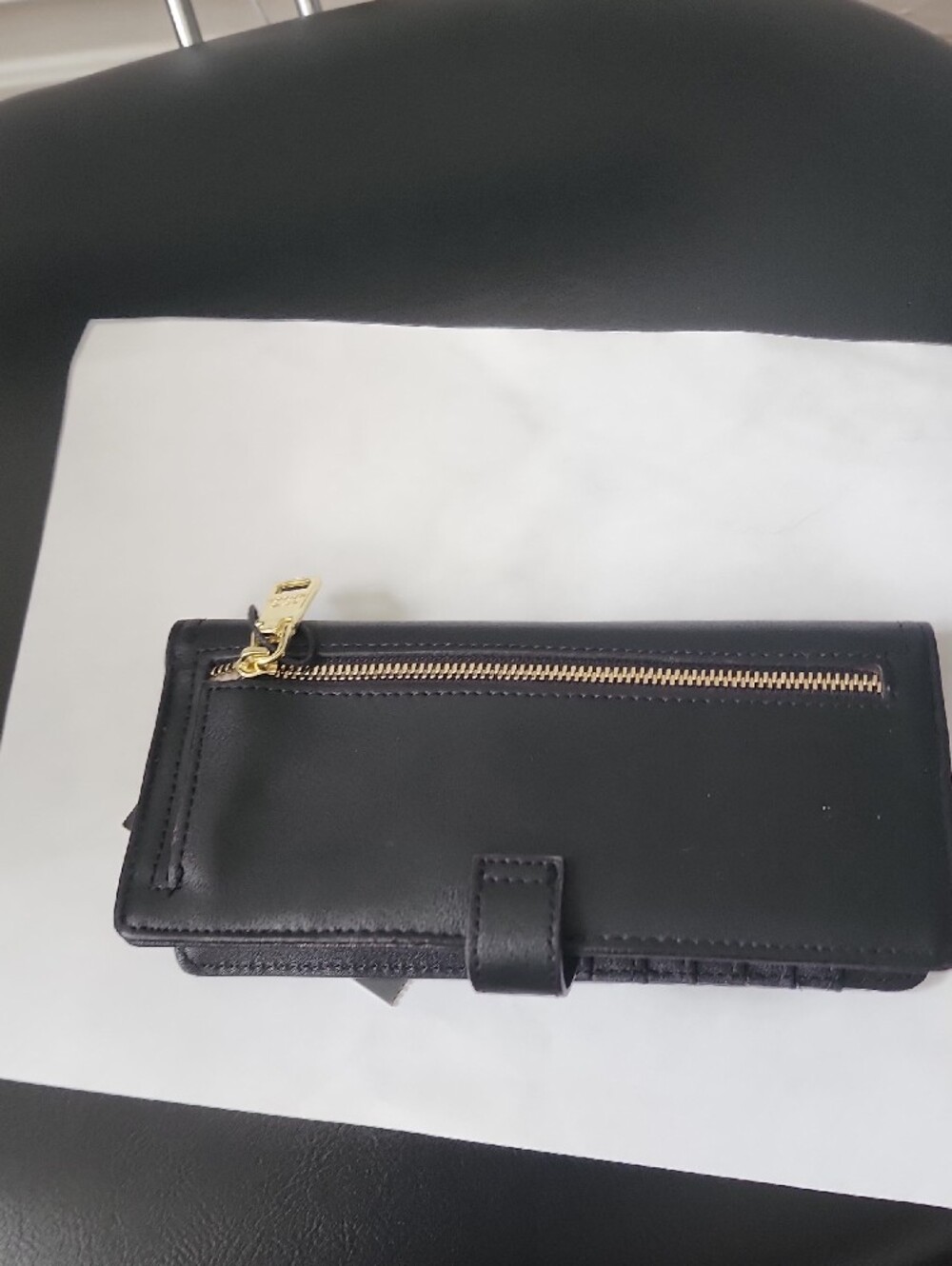 Steve Madden Black Trifold Wallet with Gold Accent - Picture 8 of 8